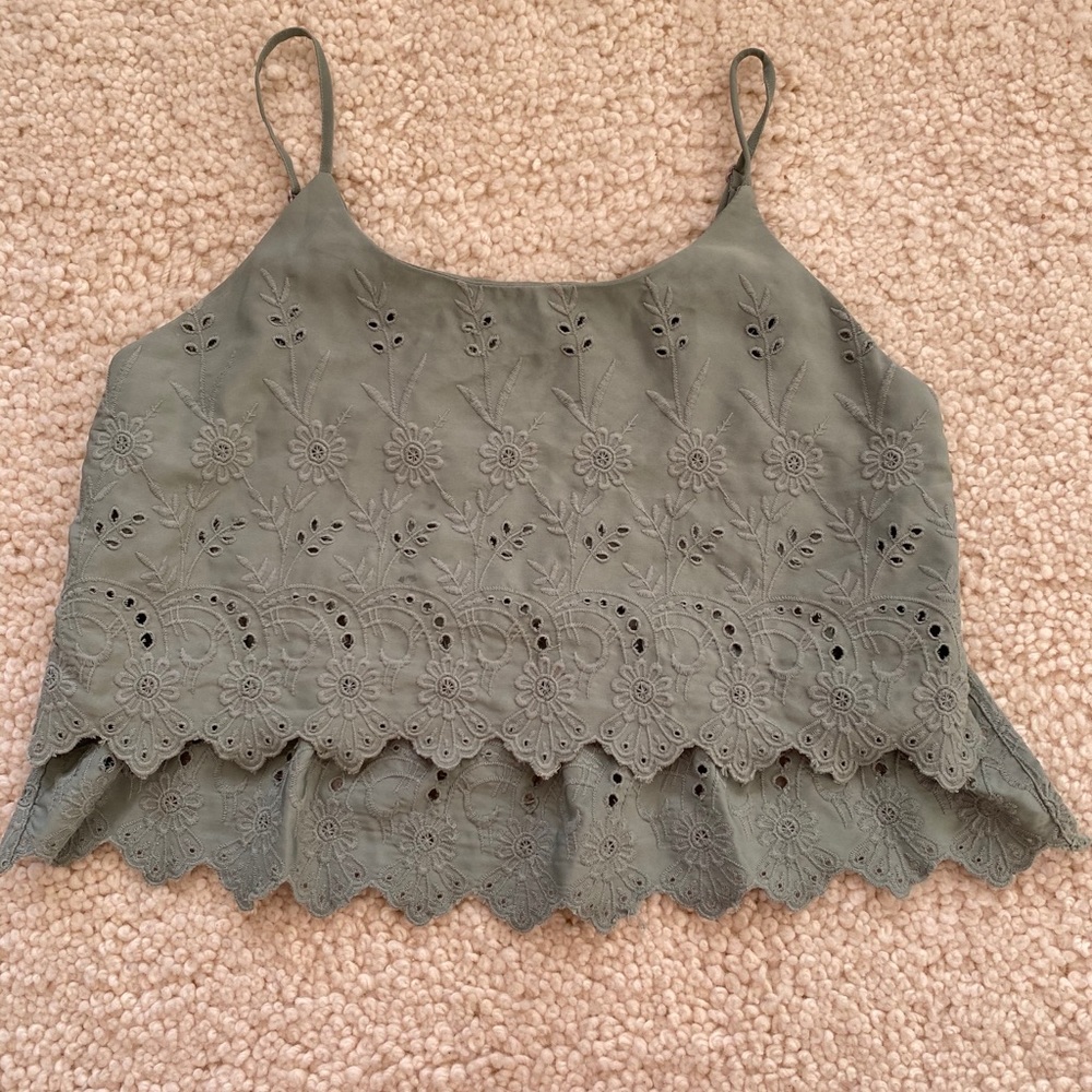 Green Floral Detail Free People Crop Top Size XS